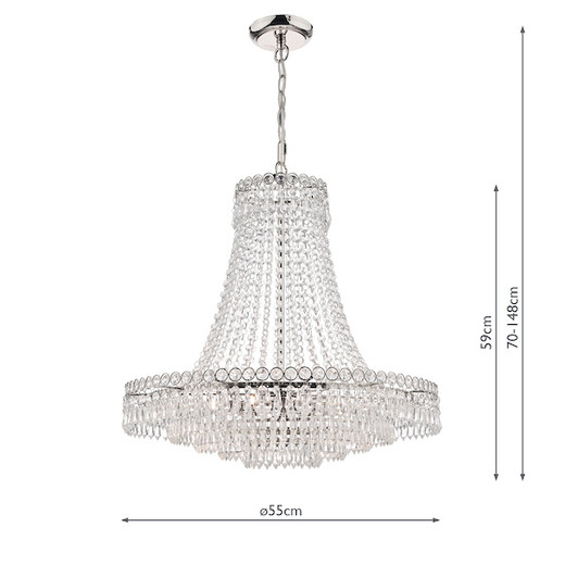 Enid 5 Light Polished Nickel & Cut Glass Grand Chandelier