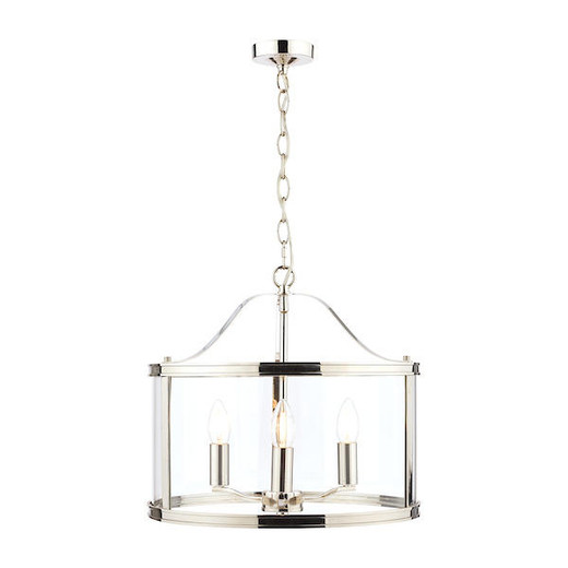 Laura Ashley Harrington 3 Light Polished Nickel Lantern Pendant Light