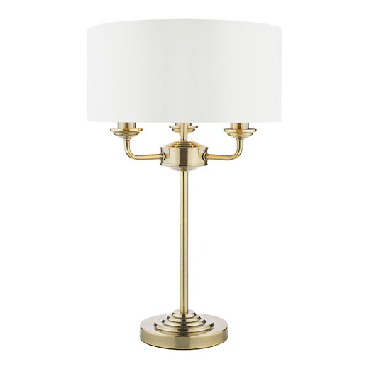 Sorrento 3 Light Antique Brass with Ivory Shade Table Lamp