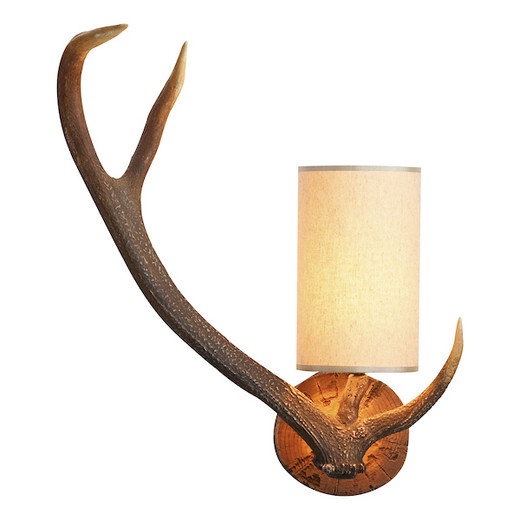 Antler Left Hand with Shade Wall Light