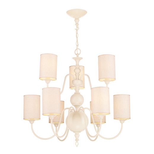 Flemish 9 Light Cream with Shades Pendant Light