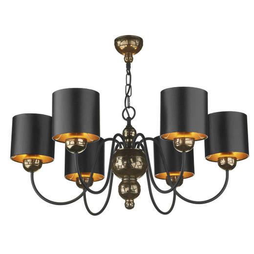 David Hunt Garbo 6 Light Bronze Complete with Black and Bronze Shades Pendant Light 