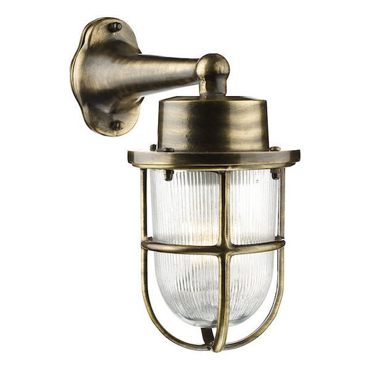 David Hunt Harbour 1 Light Antique Brass IP64 Down Wall Light 