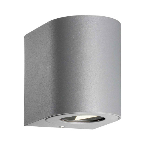 Canto 2 LED IP44 Up/Down Grey with Clear Glass Wall Light