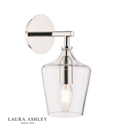 Laura Ashley Lighting Ockley Bottle Polished Chrome with Glass Wall Light 