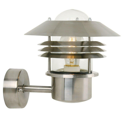 Nordlux Vejers Stainless Steel With Clear Glass IP54 Wall Light
