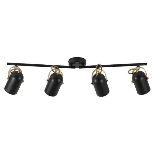 Lotus 4 Light Black/Brass Adjustable Bar Spotlight