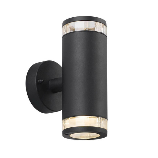 Nordlux Birk Double Black With Clear Glass IP44 Wall Light