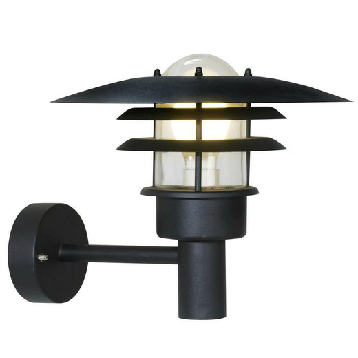 Nordlux Lonstrup 32 Black With Clear Glass IP44 Wall Light