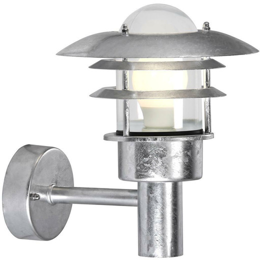 Nordlux Lonstrup 22 Galvanized With Clear Glass IP44 Wall Light