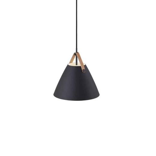 Strap 27 Black with Brown Leather Strap Detail Pendant Light