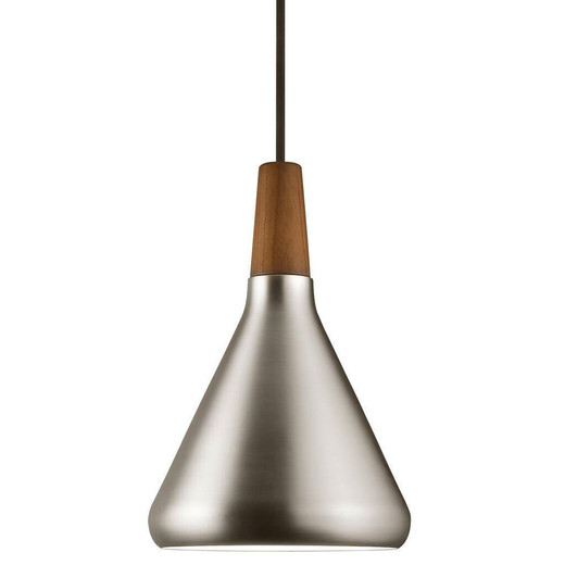 DFTP Nori 18 Brushed Steel With Wood Pendant Light