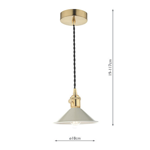 Dar Lighting Hadano Natural Brass with Cashmere Shade Pendant Light