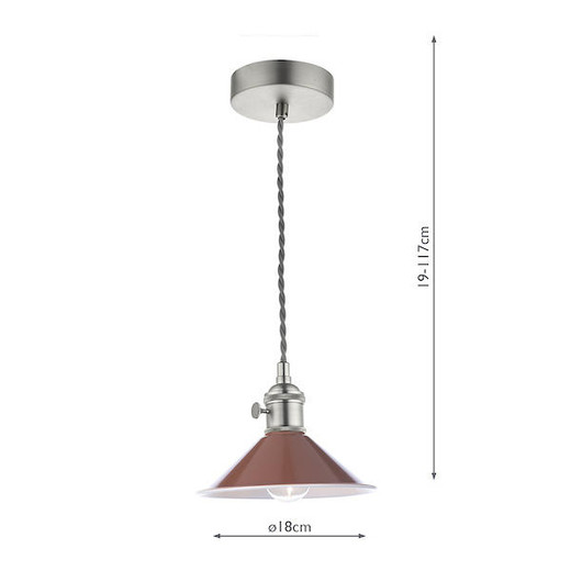 Dar Lighting Hadano Antique Chrome with Umber Shade Pendant Light