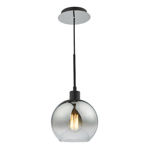 Dar Lighting Lycia Matt Black and Ombre Smoked Glass Pendant Light