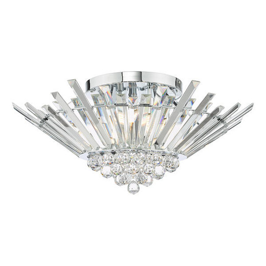 Dar Lighting Nimbus 5 Light Polished Chrome and Crystal Flush Ceiling Light