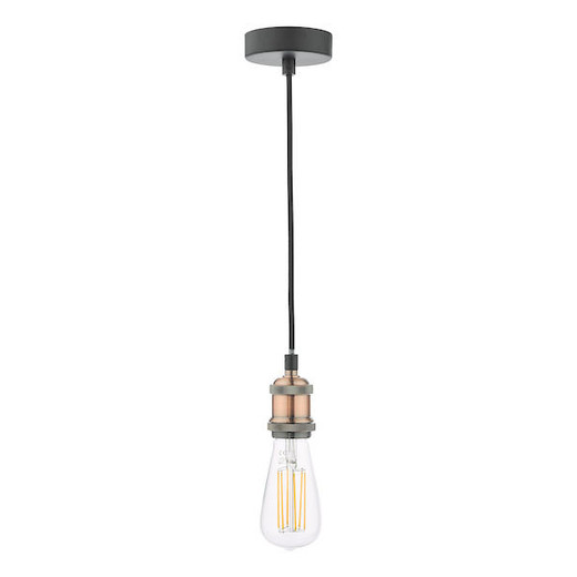 Dar Lighting Waco 1 Light E27 Suspension Antique Copper Matt Black