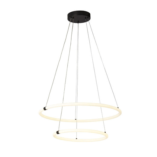 Searchlight Revolve 2 Light Matt Black Led Ringed Pendant 