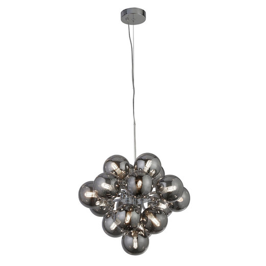 Searchlight Berry 17 Light Chrome with Smoked Glass Pendant Light 