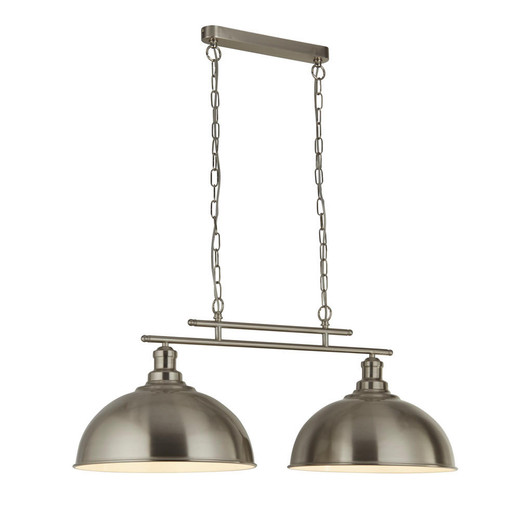 Searchlight Fusion 2 Light Satin Silver with Silver Shades Bar Pendant Light 