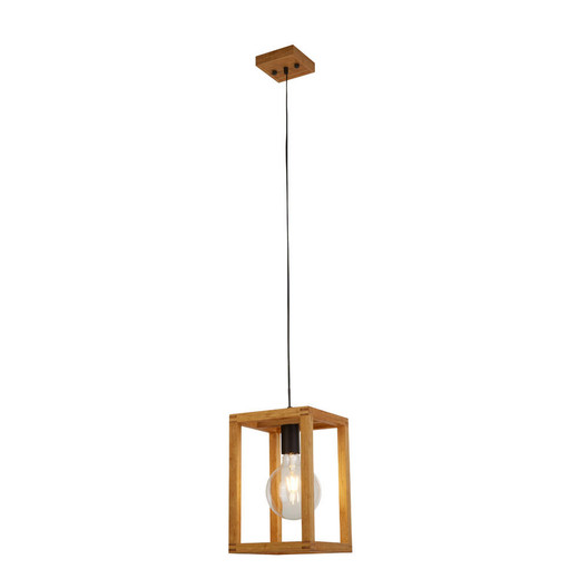 Searchlight Square Woven Bamboo Wood Pendant Light 