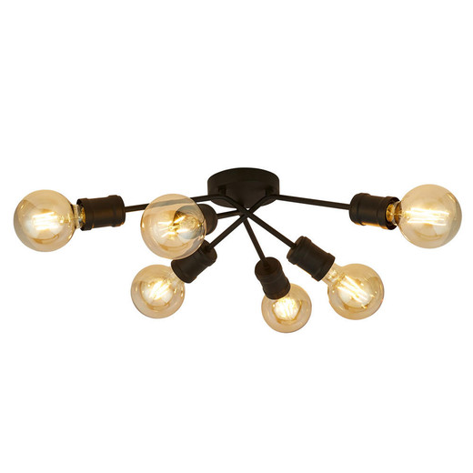 Searchlight Dance 6 Light Black Flush Ceiling Light 