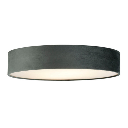 Searchlight Drum 2 3 Light Grey Velvet Shade Flush Ceiling Light 