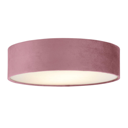 Searchlight Drum 2 2 Light Pink Velvet Shade Flush Ceiling Light 