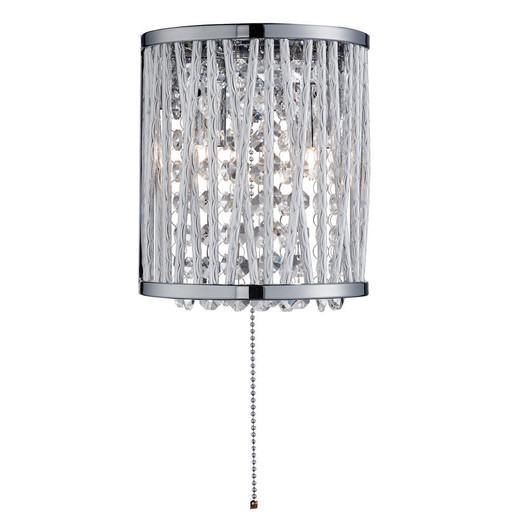 Searchlight Elise 2 Light Chrome with Clear Crystal Drops Wall Light 