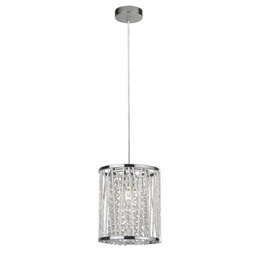 Searchlight Elise Chrome with Clear Crystal Drops Pendant Light 
