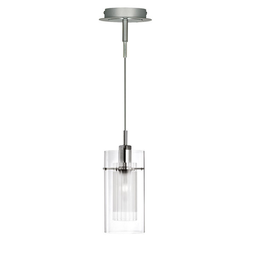 Searchlight Duo I Satin Silver with Double Glass Pendant Light 