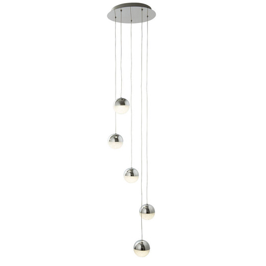 Searchlight Marbles 5 Light Chrome LED Cluster Pendant Light 