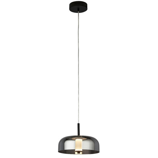 Searchlight Frisbee Matt Black and Smoked Glass Pendant Light 