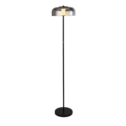 Searchlight Frisbee Matt Black with Smoked Glass LED Floor Lamp 