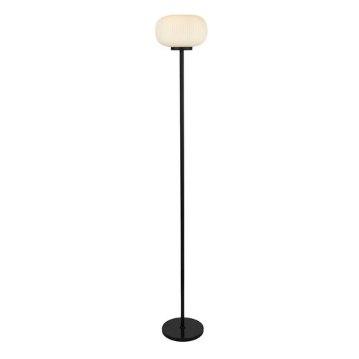 Searchlight Lumina Black With Frosted Ribbed Glass Floor Lamp 