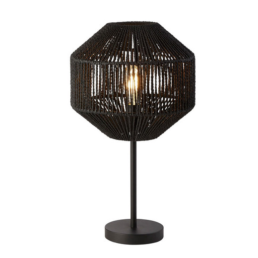Searchlight Wicker Black Wicker with Black Body Table Lamp 