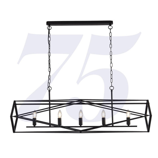 Searchlight Chassis 5 Light Black Bar Open Frame Bar Pendant Light 