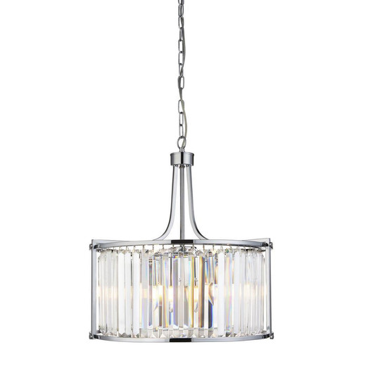 Searchlight Victoria 5 Light Chrome with Crystal Drum Pendant Light 