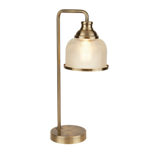 Searchlight Bistro Ii Antique Brass with Textured Glass Table Lamp 