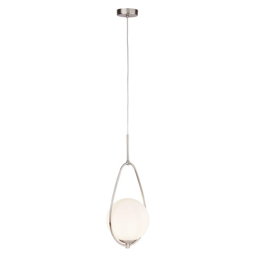 Searchlight Avalon Satin Silver with Opal Glass Pendant Light