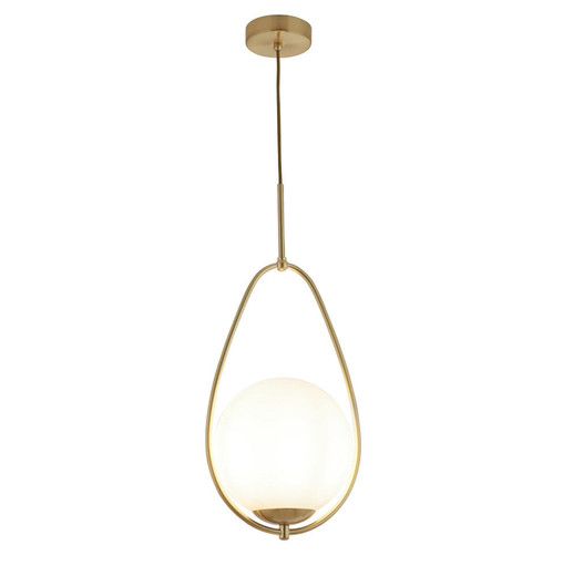 Searchlight Avalon Gold with Matt Opal Glass Pendant Light 