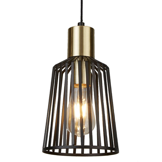 Searchlight Bird Cage Black and Gold Frame 16cm Pendant Light 
