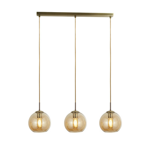 Searchlight Balls 3 Light Antique Brass and Amber Glass Bar Pendant Light 