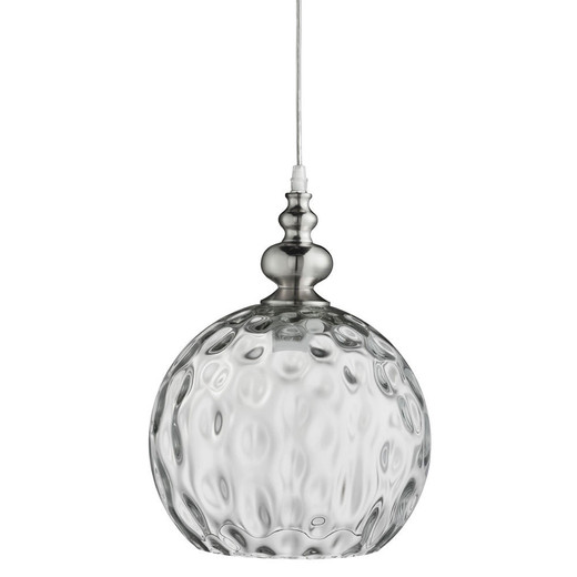 Searchlight Indiana Satin Silver and Clear Glass Pendant Light 