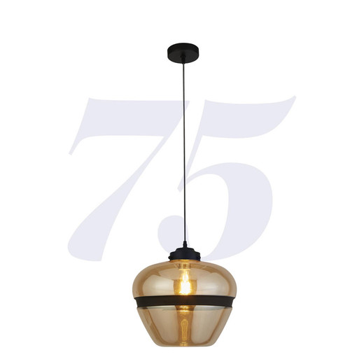 Searchlight Meringue Matt Black and Champagne Glass Pendant Light