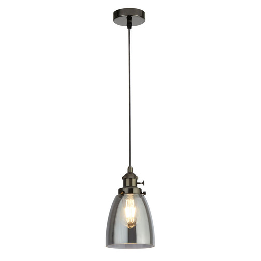 Searchlight Camden Black Chrome and Smoked Glass Pendant Light