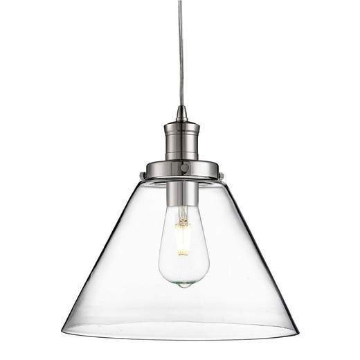 Searchlight Pyramid Chrome and Clear Glass Pendant Light