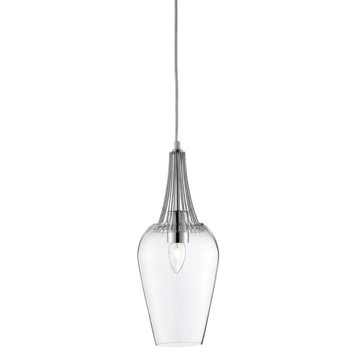 Searchlight Whisk Chrome and Clear Glass Pendant Light