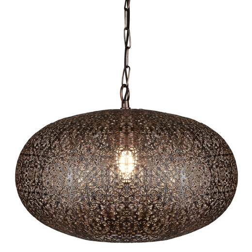 Searchlight Fretwork Antique Copper Moroccan Oval Pendant Light