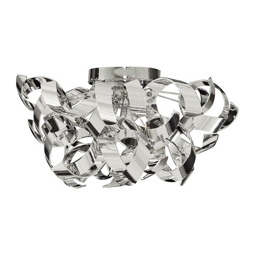 Searchlight Curls 3 Light Chrome Semi-Flush Ceiling Light